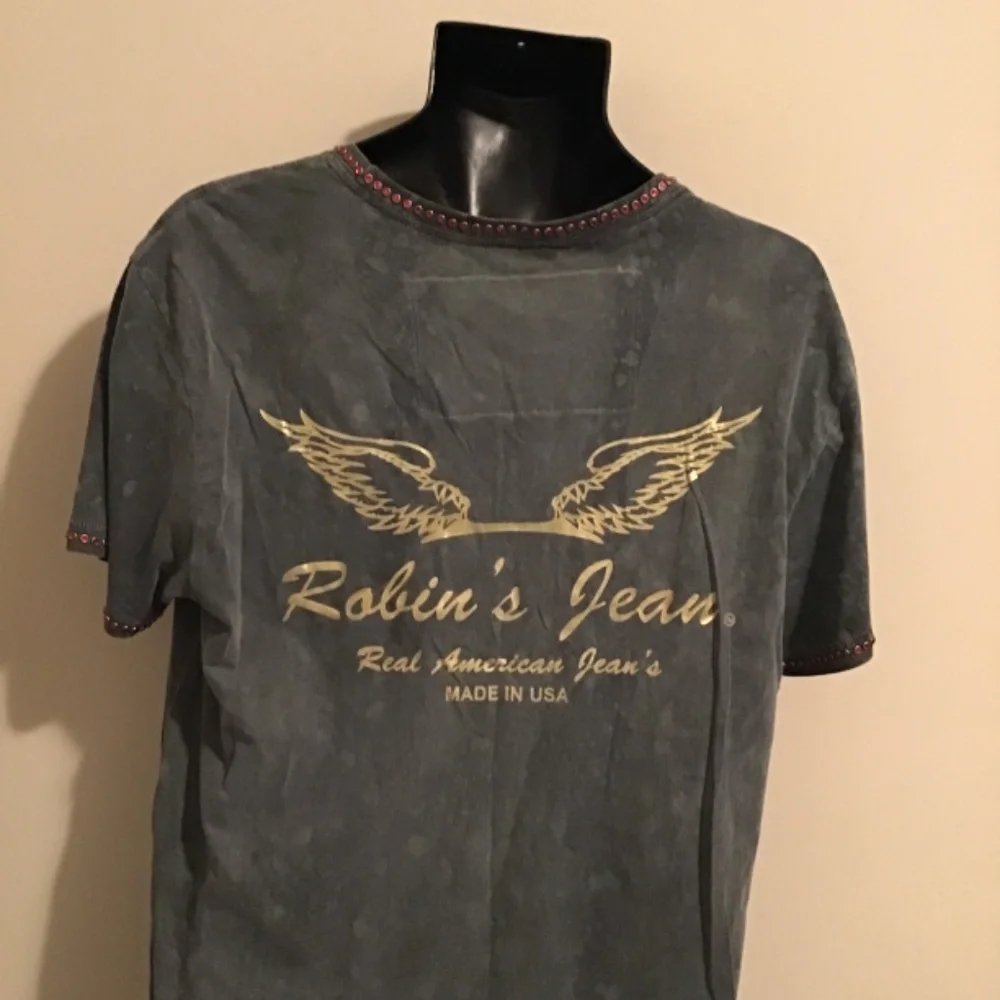 😎#290, Robins Jeans, new cond. chest=20/length=29, see pic red encrusted jewel - Picture 4 of 4